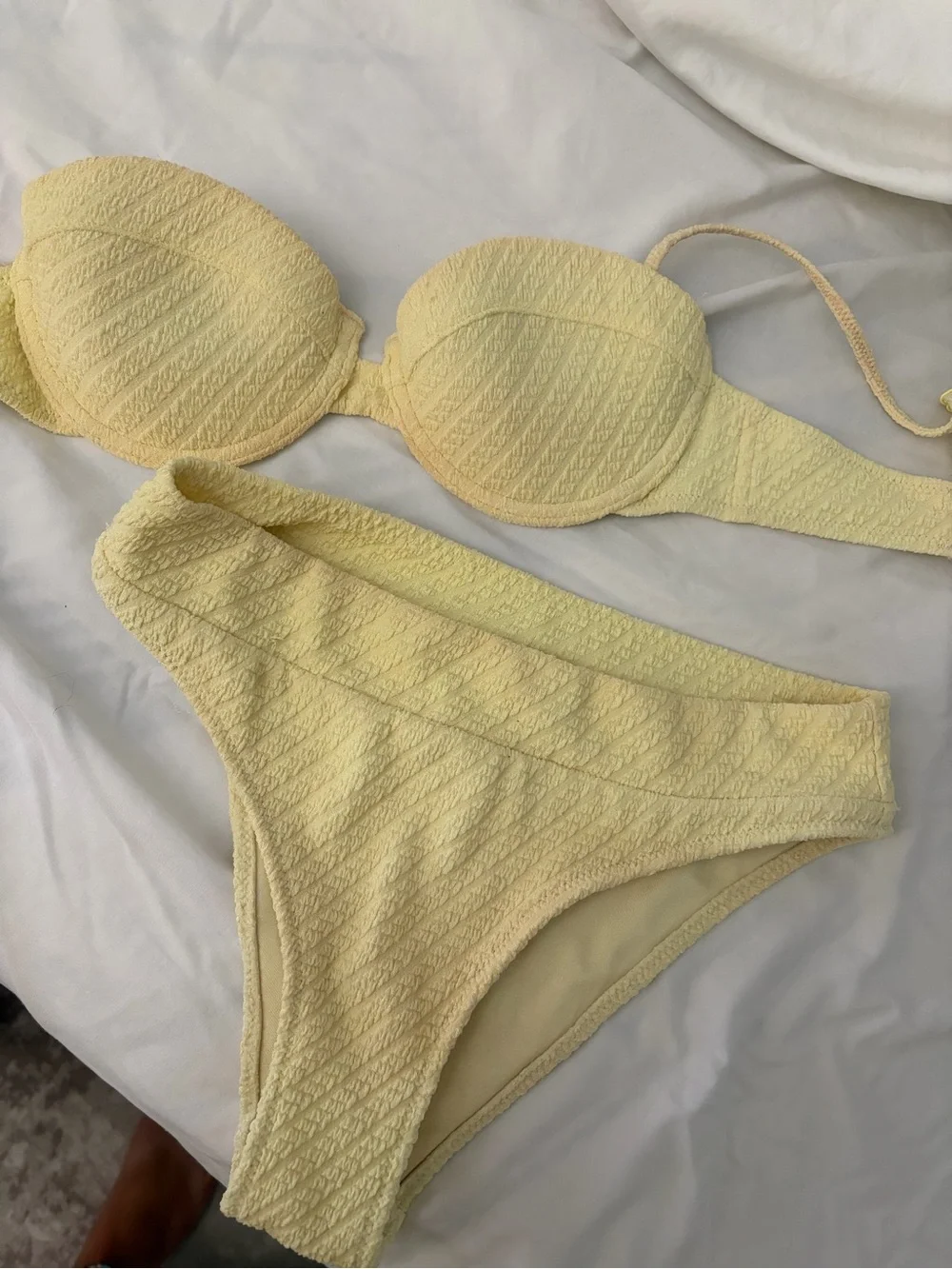 triangl swimwear Textured Pale Yellow Bikini Set